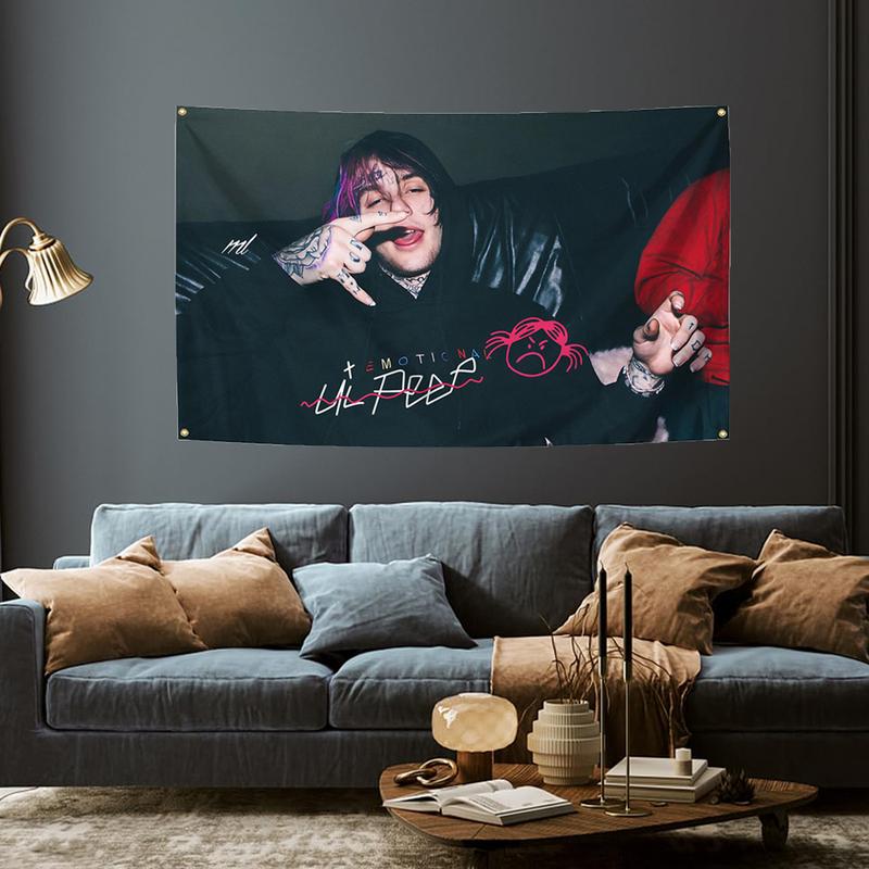 Rapper Music Poster Lil Singer Peep Tapestry 3X5ft Banner Home Decor Tapestry Bedroom, Living Room, College Dorm Decor Can Be Used Indoor and Outdoor