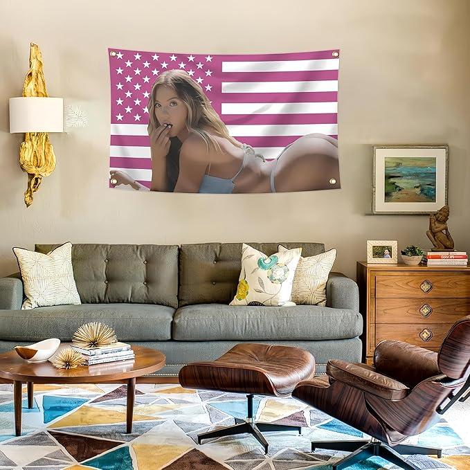 Sexy Flag Sydney Star Sweeney American Funny  Gift Colorful Bedroom 40*30 Inch Tapestry Tapestry Poster for Youth Dormitory Men's Den Bedroom Living Room Bedroom Decoration