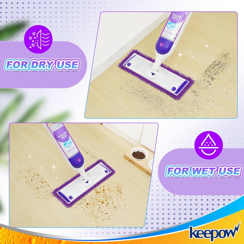 KEEPOW Reusable Power Mop Refill Pads Compatible with Swiffer PowerMop, Microfiber Power Mop Refills, Power Mop Pads for Hardwood Floor Cleaning