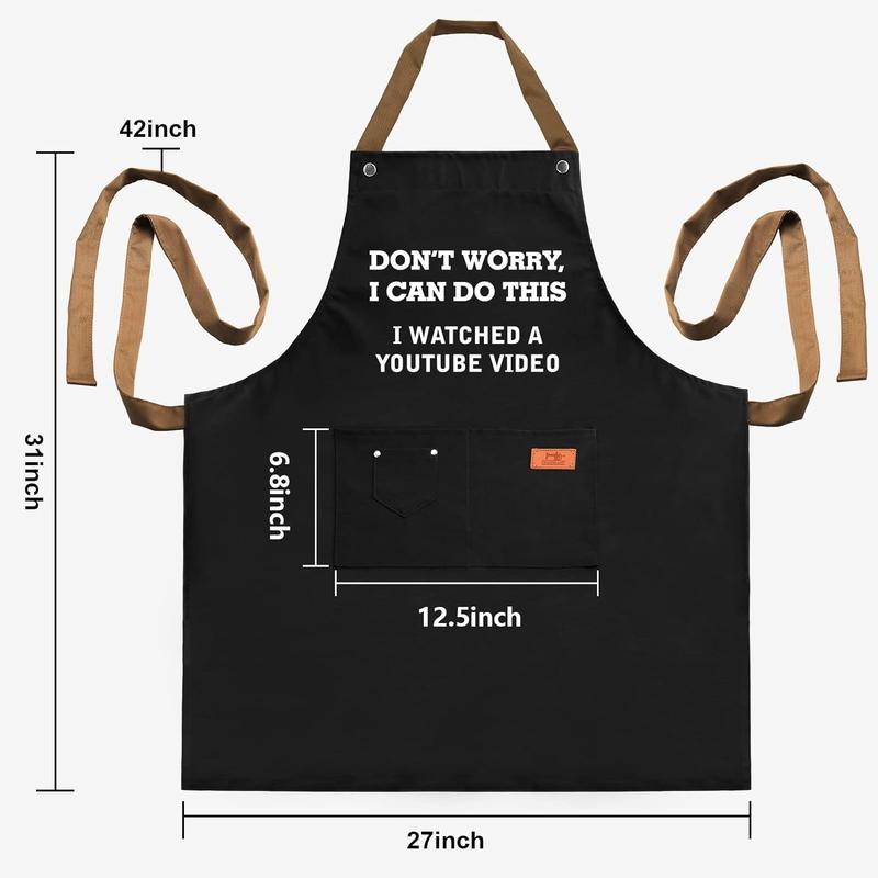 Father's Day Gifts for Dad, Gifts for Husband, Boyfriend, Brother, Men Birthday Gifts, Funny Gifts for Mom, Dad Gifts From Daughter Son – BBQ Cooking Chef Apron 3 Pockets, Kitchen Gifts