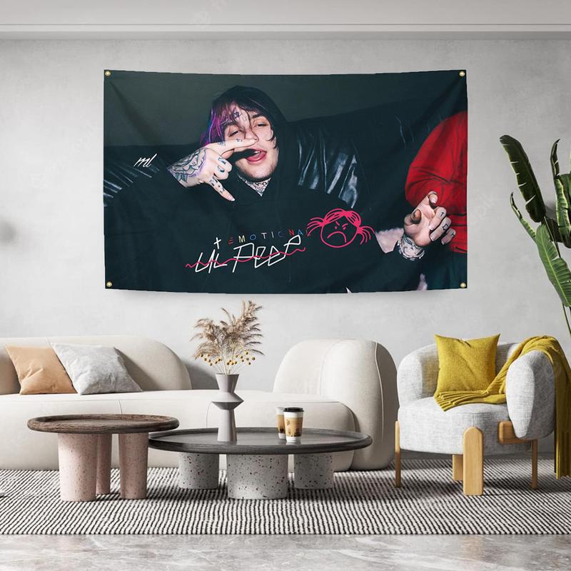 Rapper Music Poster Lil Singer Peep Tapestry 3X5ft Banner Home Decor Tapestry Bedroom, Living Room, College Dorm Decor Can Be Used Indoor and Outdoor