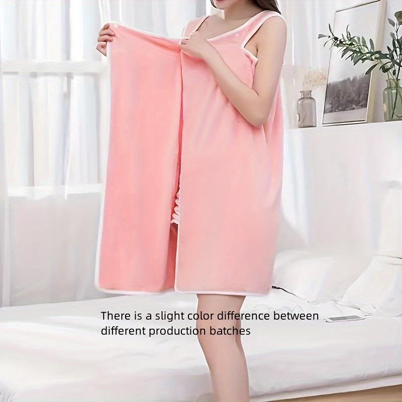 Wearable Bathrobe, Soft Comfortable Absorbent Thickened Bath Towel with Button, Bathroom Accessories for Home Salon Hotel Travel