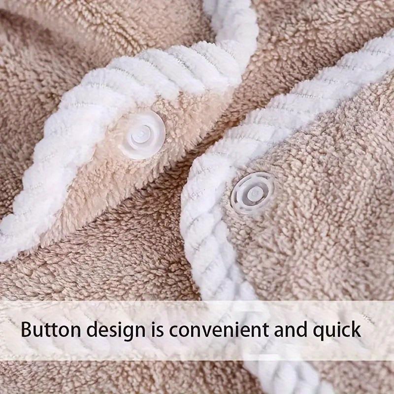 Wearable Bathrobe, Soft Comfortable Absorbent Thickened Bath Towel with Button, Bathroom Accessories for Home Salon Hotel Travel