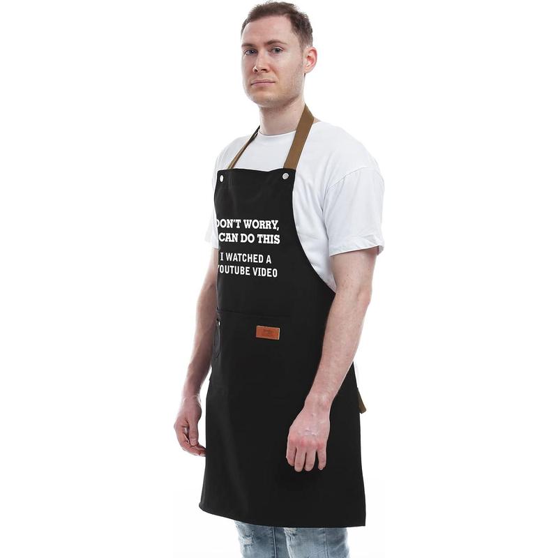 Father's Day Gifts for Dad, Gifts for Husband, Boyfriend, Brother, Men Birthday Gifts, Funny Gifts for Mom, Dad Gifts From Daughter Son – BBQ Cooking Chef Apron 3 Pockets, Kitchen Gifts