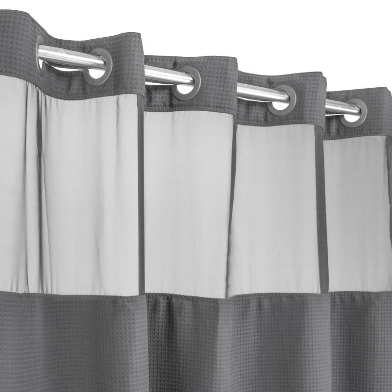 No Hooks Required Waffle Weave Shower Curtain with Snap in Liner - 71W x 74H,Hotel Grade,Spa Like Bath Curtain,Gray,New Year gifts