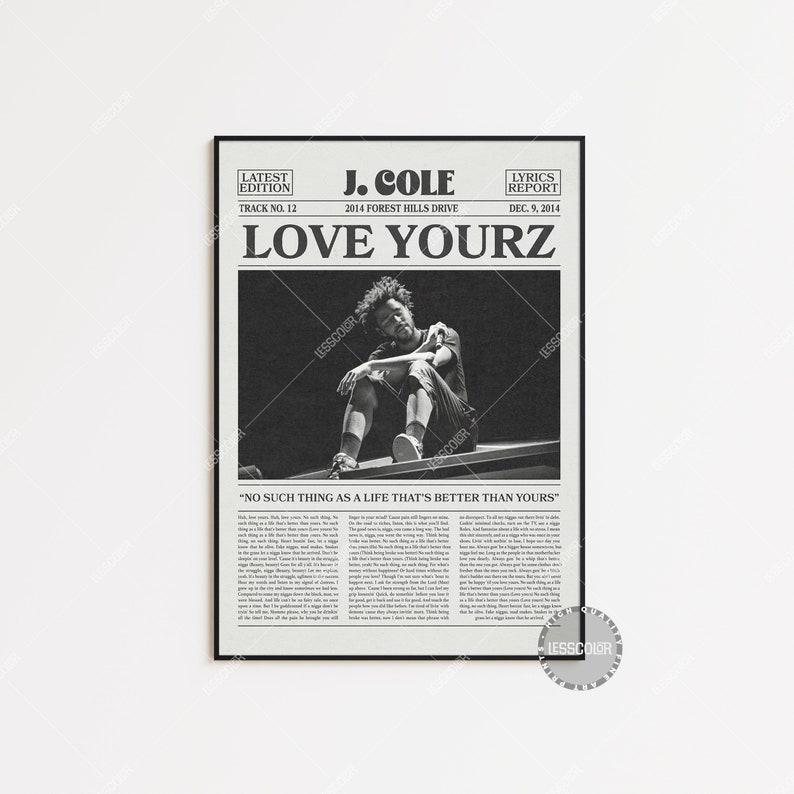 J. Cole Retro Newspaper Print, Love Yourz Poster, Lyric Print, J. Cole Poster, 2014 forest hills drive Poster Decoration Decor Wall Room