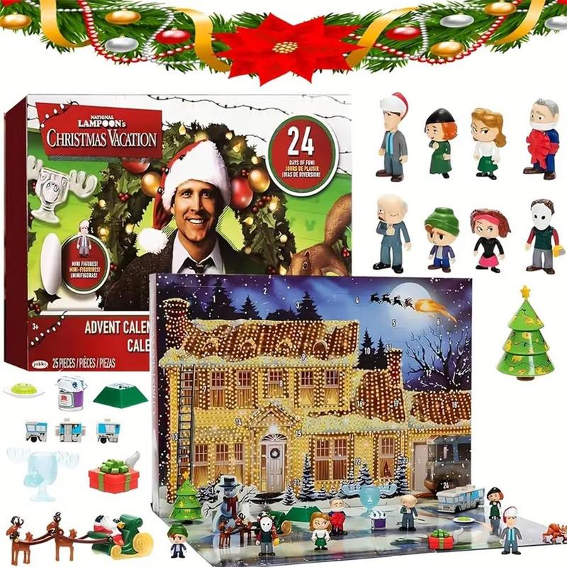 24 Days Christmas Countdown Calendar, 1 Set Christmas Holiday Advent Calendar with 24 Gifts, Desktop Calendar for Home Office School Dormitory Decor