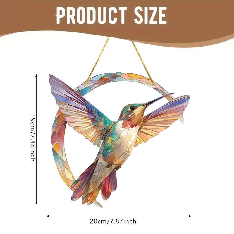 Hummingbird Design Hanging Decor, 1 Count Colorful Bird Acrylic Hanging Ornament, Hanging Decor for Home Living Room Bedroom