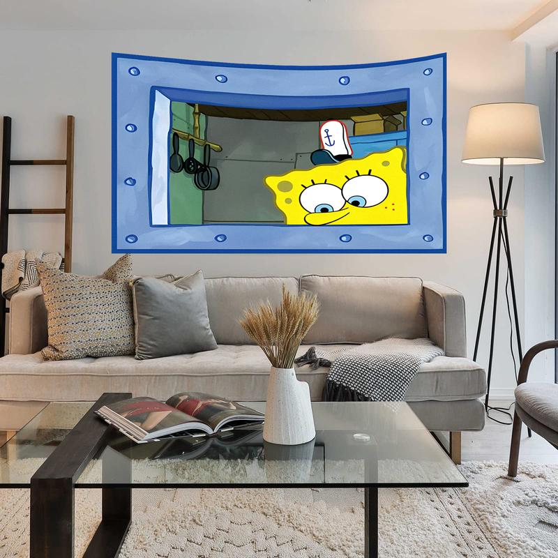 Spongebob Squarepants Funny Flag 3*5ft Cartoon Struggler Tapestry with Brass Grommets for Indoor College Dorm Party Tapestry Art Poster Wall Decor Banner Durable