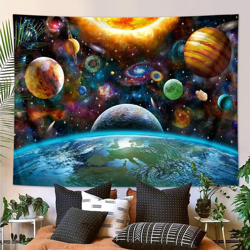 Space Planet Pattern Tapestry, 1 Count Wall Decor Hanging Tapestry, Wall Hanging Decor for Home Living Room Bedroom Dormitory