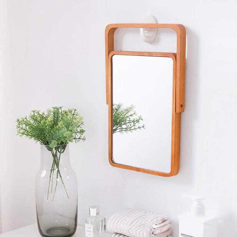 Desk Makeup Mirrors with Wood - Rectangle Wall-Mounted Mirrors Table Mirrors for Living Room Bedroom Birthday Gifts