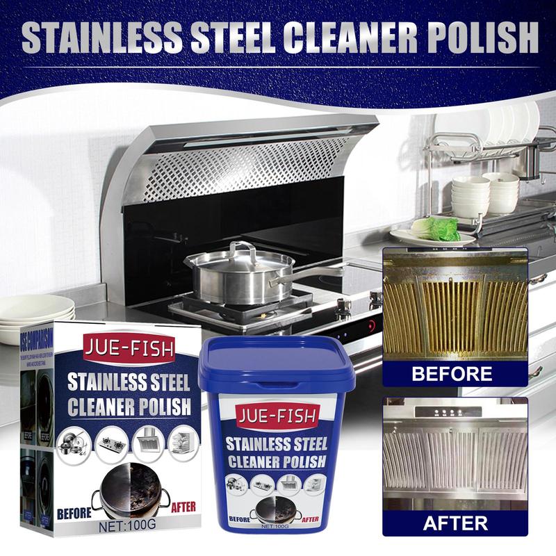 Stainless Steel Cleaner, 1 Count 100g Kitchen Stove Polish Cleaning Cleaner, Non-abrasive Oil Remover, Kitchen Cleaning Tool for Cookware