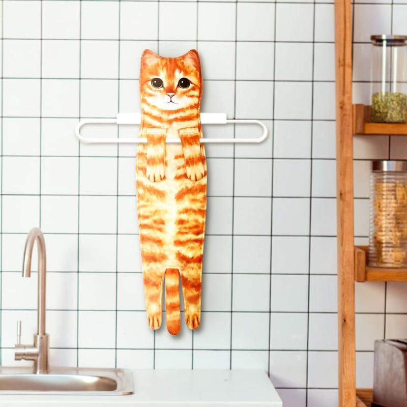 Cute Cat Pattern Hand Towel, 1 Count Soft Absorbent Hanging Towel, Hand Towel for Bathroom Kitchen, Perfect Gift for Cat Lovers