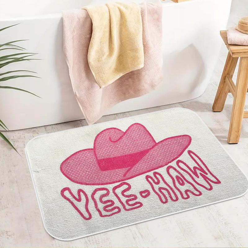 Cowboy Hat Pattern Bath Mat, 1 Count Non-slip Soft Water Absorbent Rug, Washable Floor Mat for Home Bathroom Bedroom Living Room