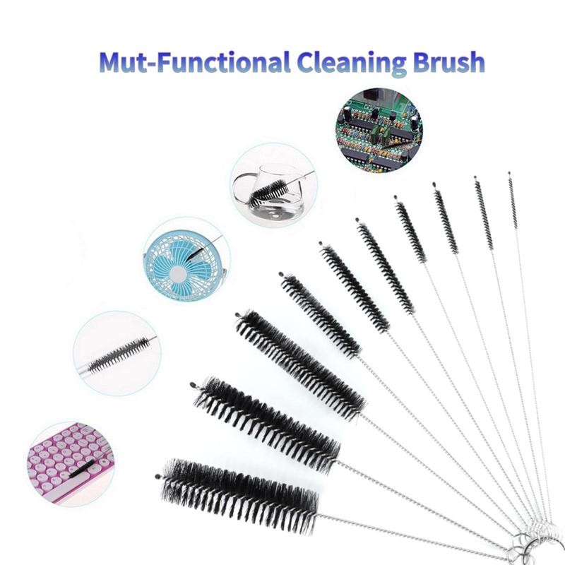 10pcs Straw Cleaner Brush Kit, Stainless Steel Long Pipe Cleaners, Multifunctional Cleaning Tool for Home Kitchen