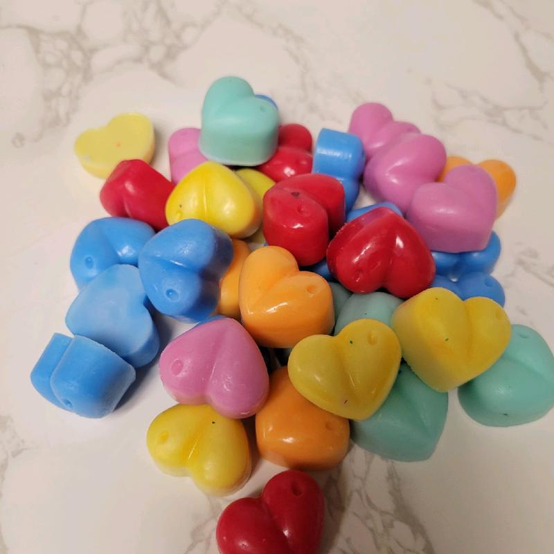 Heart-shaped wax melt sample