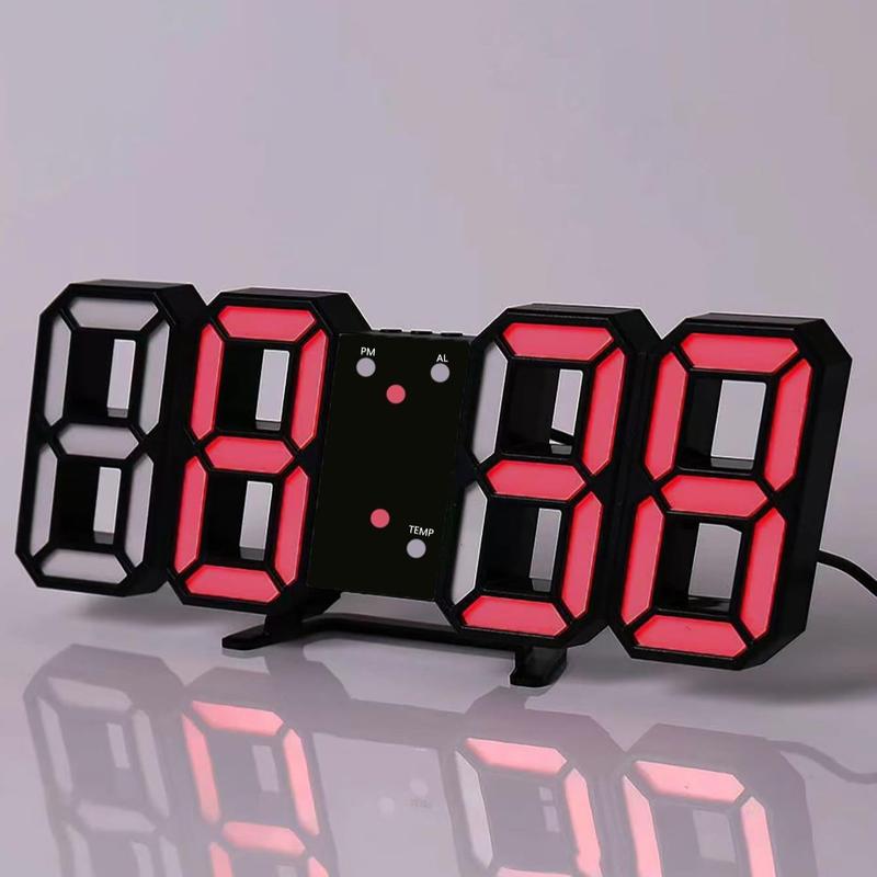 3D Digital Clock for Room Decor, 1 Count Home Decor LED Wall Clock, Ramadan Decorations, Modern Design Clock for Home Bedroom Decor