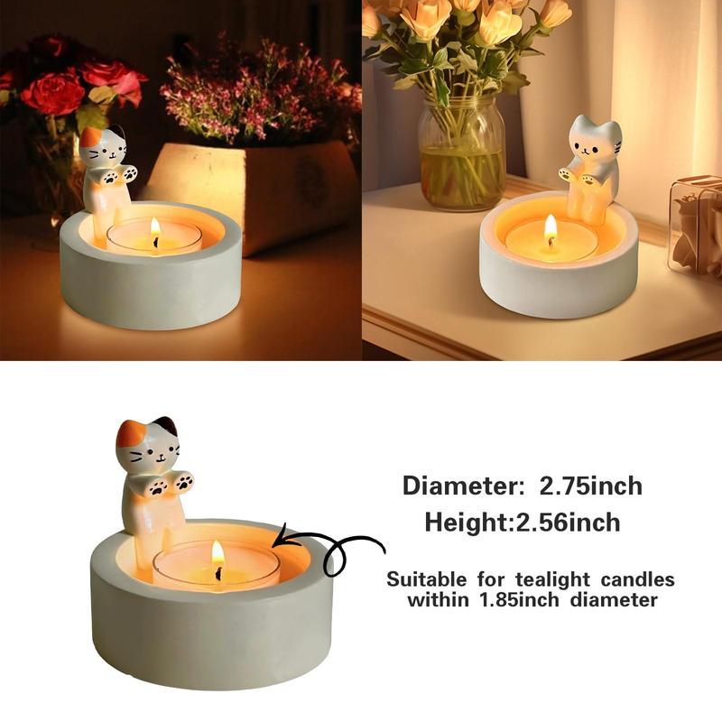 Kitten Candle Holder Warming Paws Cat Tea Light Holder Warming Hands Funny Animal Tea Light Holder (No Candles) Cute Cat Tea Light Holder Decor Gift Table Ornaments Adjustable Timer Candle Warmer Lamp