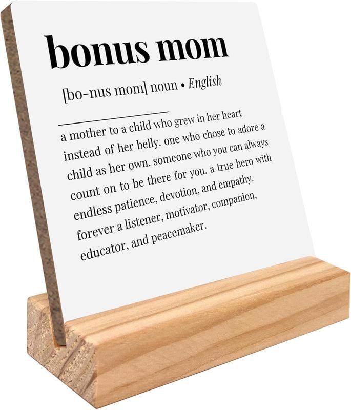 Bonus Mom Gifts from Daughter Son, Bonus Mom Gifts for Mothers Day, Best Bonus Mom Gifts, Second Mom Gifts, Bonus Mom Definition Wood Plaque Sign