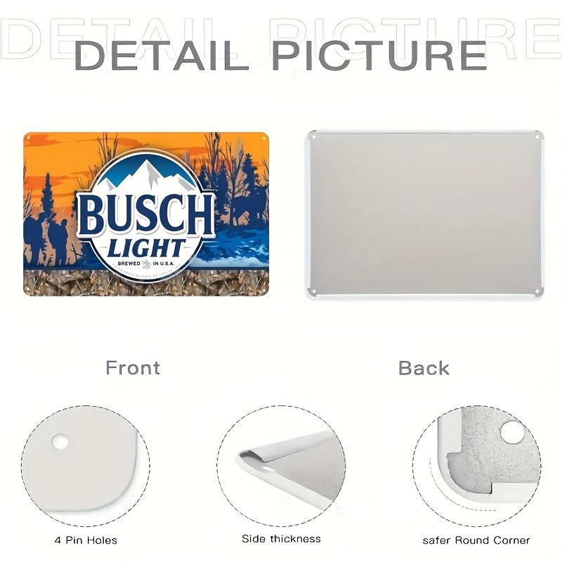 Vintage Busch Light Beer Decorative Tin Sign - Pre-Drilled Iron Wall Plaque, Multipurpose Weatherproof Wall Hanging for Home, Bar, Garden, Office, English Text - 1pc, 8x12 Inch