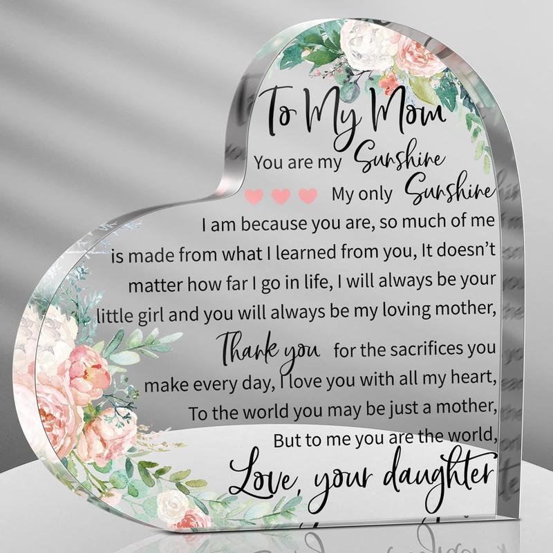 Mothers Day Gifts for Mom Acrylic Mom Gift Birthday Gift Sign Plaque Presents from Daughter Son Grateful Christmas Valentines Birthday Gifts,5.91 x 5.91 x 0.55 Inches Ornaments Decor Decoration