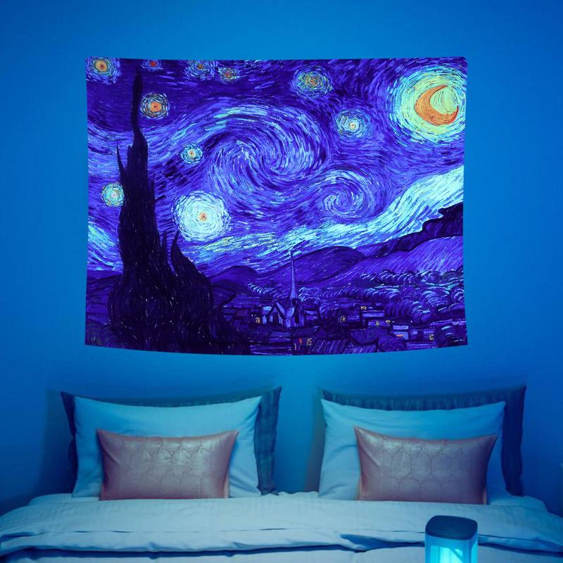 Starry Sky Pattern Tapestry, Wall Hanging Fluorescent Tapestry for Home Decor, Wall Decor for Home Living Room Bedroom Dormitory, Summer Gifts