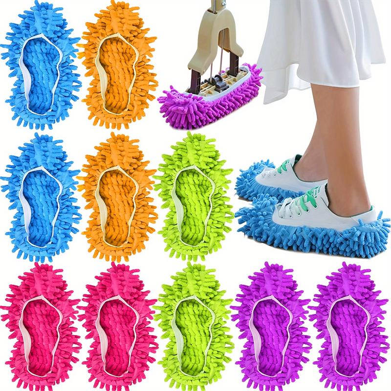 Microfiber Mop Slippers for Floor Cleaning, Reusable Washable Dust Mop Shoes Cover, Non-Electric Hardwood Floor Cleaner for Home Use - Ideal for Living Room, Bedroom, Bathroom, Kitchen, Toilet (2pcs)