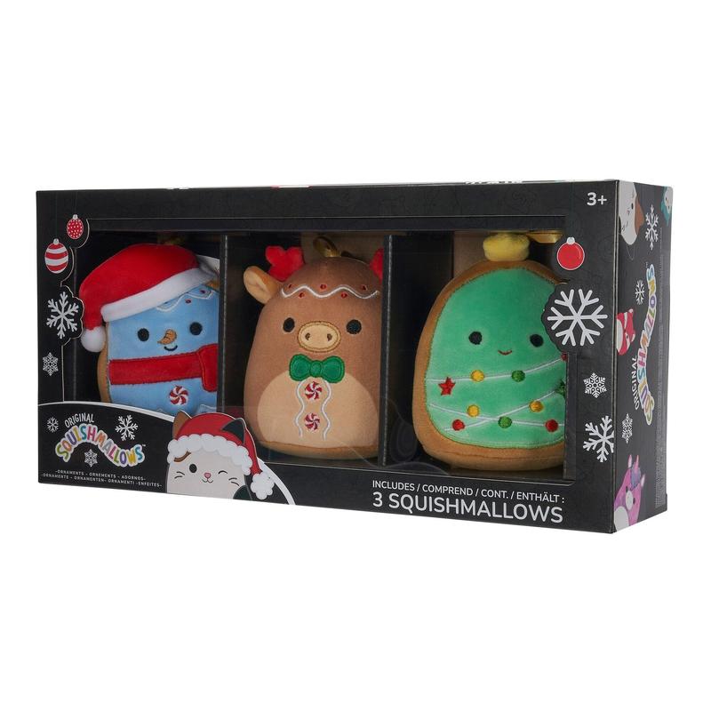 Squishmallows Cookie Ornament, 3-Pack, 4-Inch Select Series, Holiday Ornaments