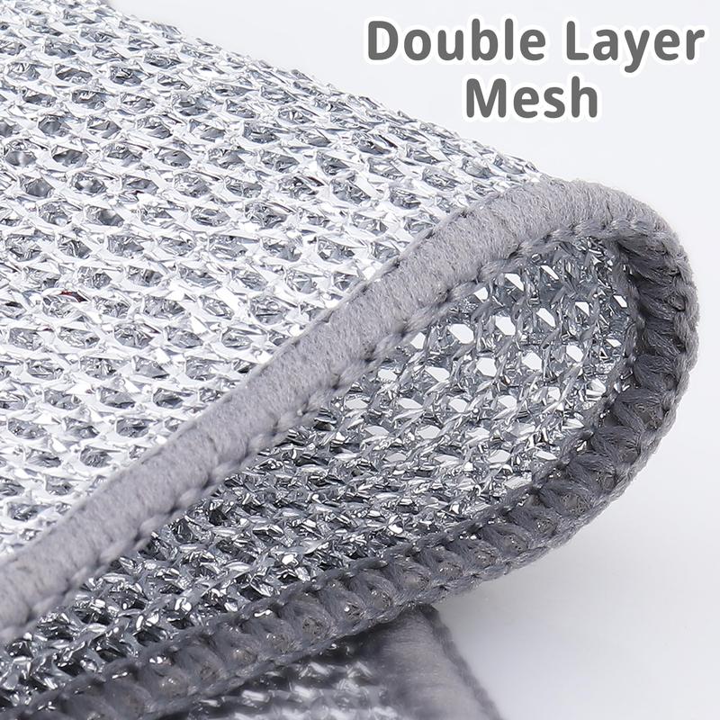 Wire Dishwashing Rags for Wet Multipurpose Non-Scratch Kitchen Mesh Dishcloth（12pcs） Cleaning Cleaner