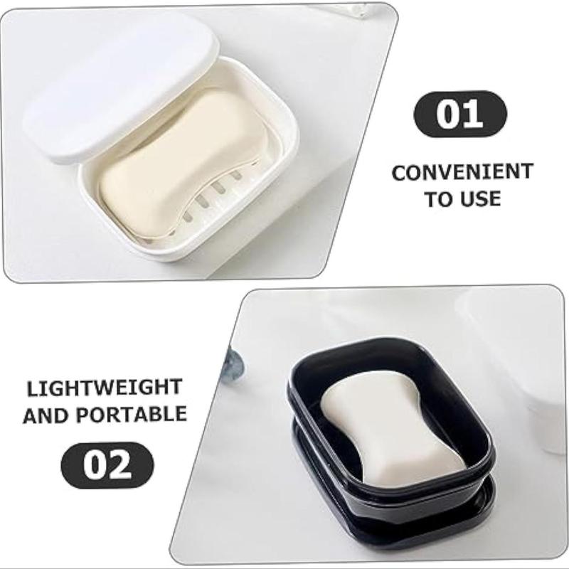 Portable Soap Box, 1 Count Travel Drain Soap Storage Box with Lid, Sealed Portable Soap Box for Home Bathroom & Kitchen & Travel