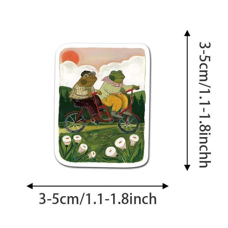 Frog & Toad Pattern Sticker, 50pcs set Creative Cartoon Decorative Sticker, DIY Decals for Water Bottle, Laptop, Phone Case, Scrapbooking, Journal Making