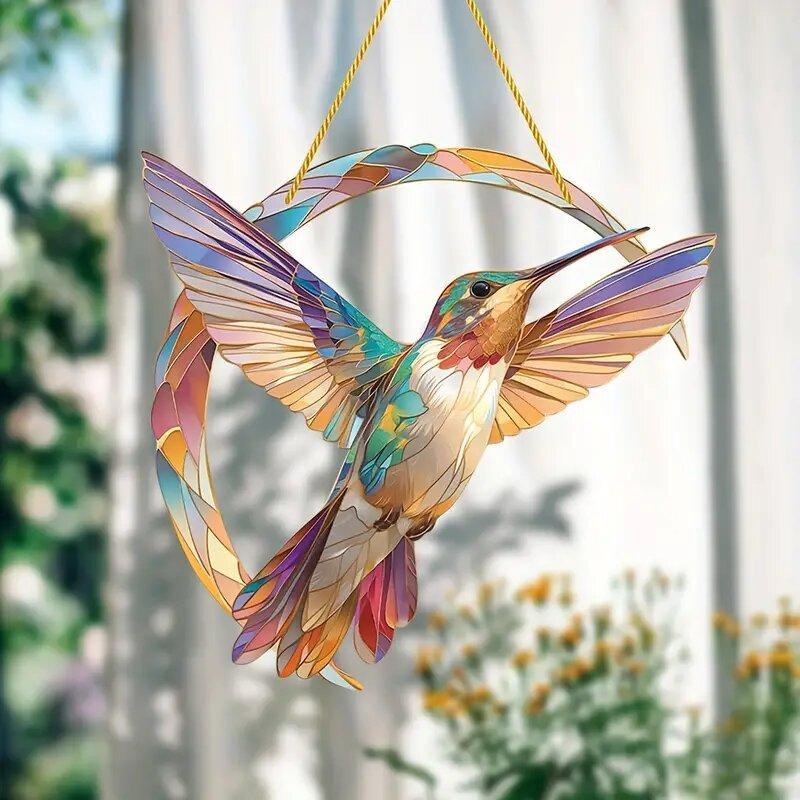 Hummingbird Design Hanging Decor, 1 Count Colorful Bird Acrylic Hanging Ornament, Hanging Decor for Home Living Room Bedroom