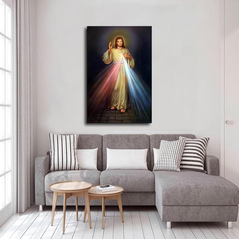 Jesus Christ Divine Mercy Image - Jesus I Believe In You Poster Canvas Painting Print Wall Art Modern Living Room Office Bedroom Room Aesthetics Gift Decoration (Unframed,16x24inch)