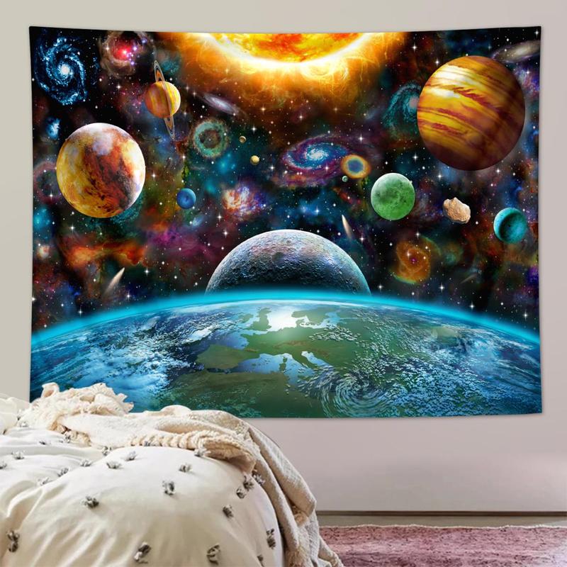 Space Planet Pattern Tapestry, 1 Count Wall Decor Hanging Tapestry, Wall Hanging Decor for Home Living Room Bedroom Dormitory