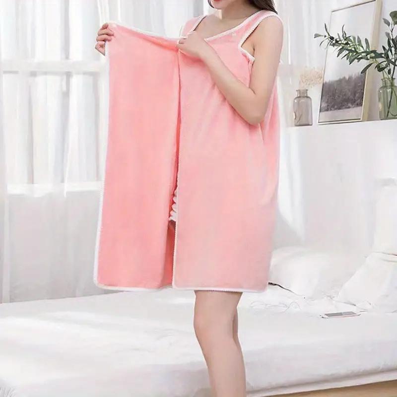 Wearable Bathrobe, Soft Comfortable Absorbent Thickened Bath Towel with Button, Bathroom Accessories for Home Salon Hotel Travel