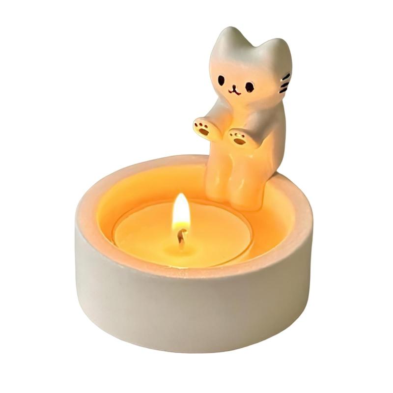 Kitten Candle Holder Warming Paws Cat Tea Light Holder Warming Hands Funny Animal Tea Light Holder (No Candles) Cute Cat Tea Light Holder Decor Gift Table Ornaments Adjustable Timer Candle Warmer Lamp