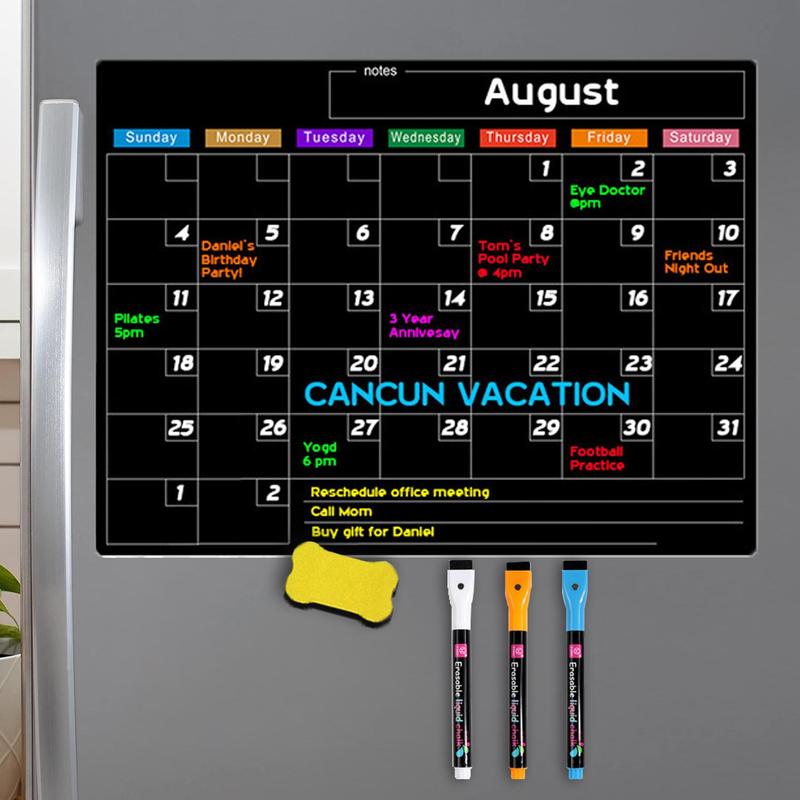 Magnetic Dry Erase Calendar for Fridge, Magnetic Monthly Calendar Board with Dry Erase Markers & Eraser, Monthly Planner Board, Gift for Summer, School Supplies