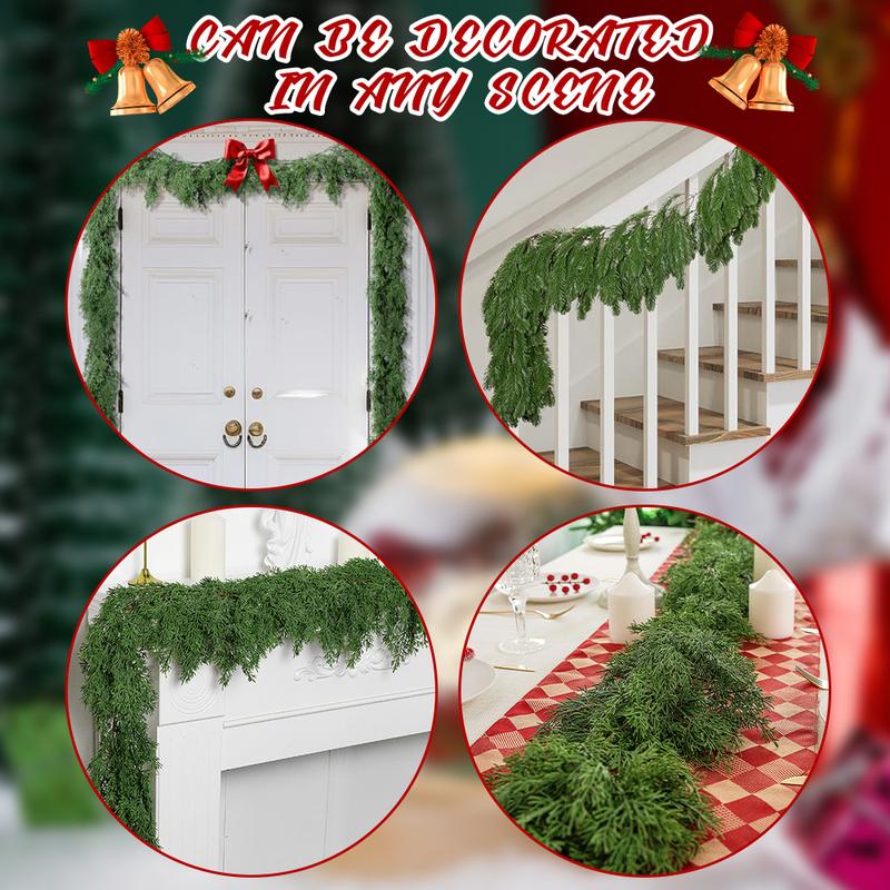 Christmas Norfolk Pine Garland- 6 Ft Dense Pine Realistic Touch Garland Ornament- Greenery Artificial Pine Cypress Garland for Christmas Holiday Mantle Fireplace Table Home Decor