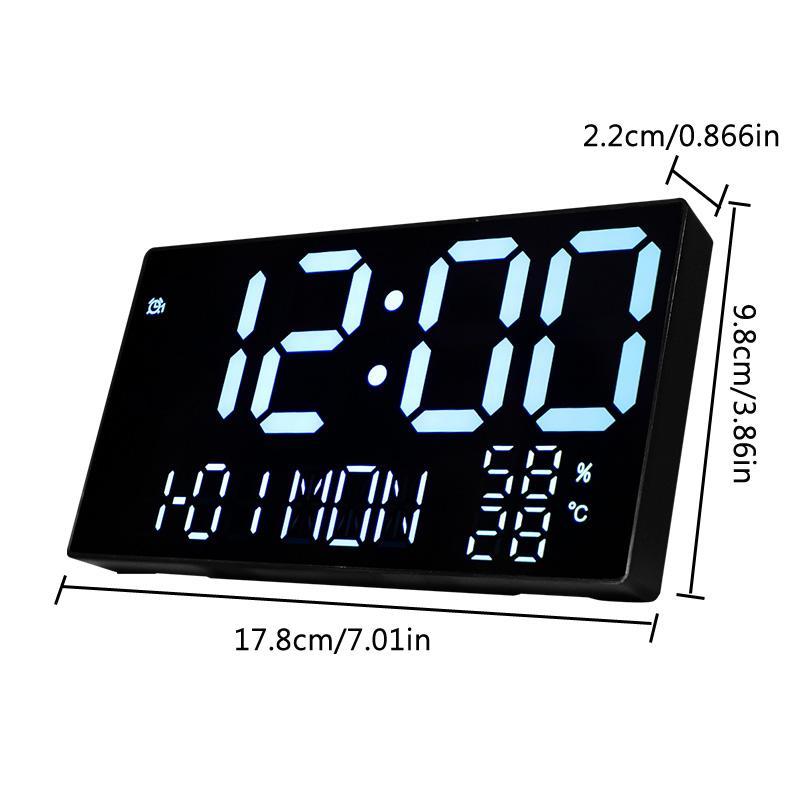 LED Digital Electronic Clock, 1 Count USB Rechargeable Multifunctional Silent Clock with Temperature & Humidity Display, Suitable for Home Living Room & Office Decoration