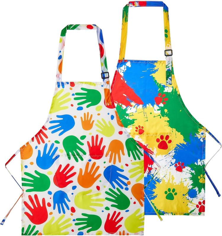 2 Pack  Apron Girls Boys for Cooking,  Art Apron with Pockets for  Painting Cooking Baking