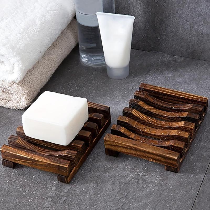 Wooden Soap Dish, 1 Count Hollow out Soap Bar Holder, Soap Drain Storage Box for Home, Bathroom Supplies