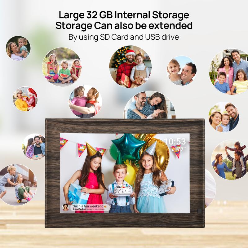 [Black Friday] Christmas Gift FRAMEO 10.1 Inch Smart WiFi Digital Photo Frame 1280x800 IPS LCD Touch Screen, Built-in 32GB, Auto-Rotate Portrait and Landscape, Share Moments Instantly via Frameo App from Anywhere