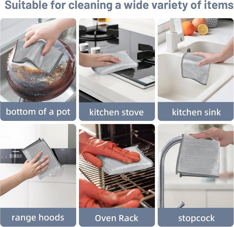 Double Anti-scratch, Cloth Cleaning Steel kitchen rag, Dishwashing Rags,non-scratch wire dishcloth dish towel multipurpose  wire miracle Mesh Wipe