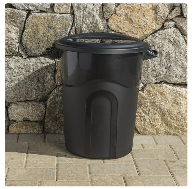 20 Gallon Heavy Duty Plastic Garbage Can, Included Lid, Black