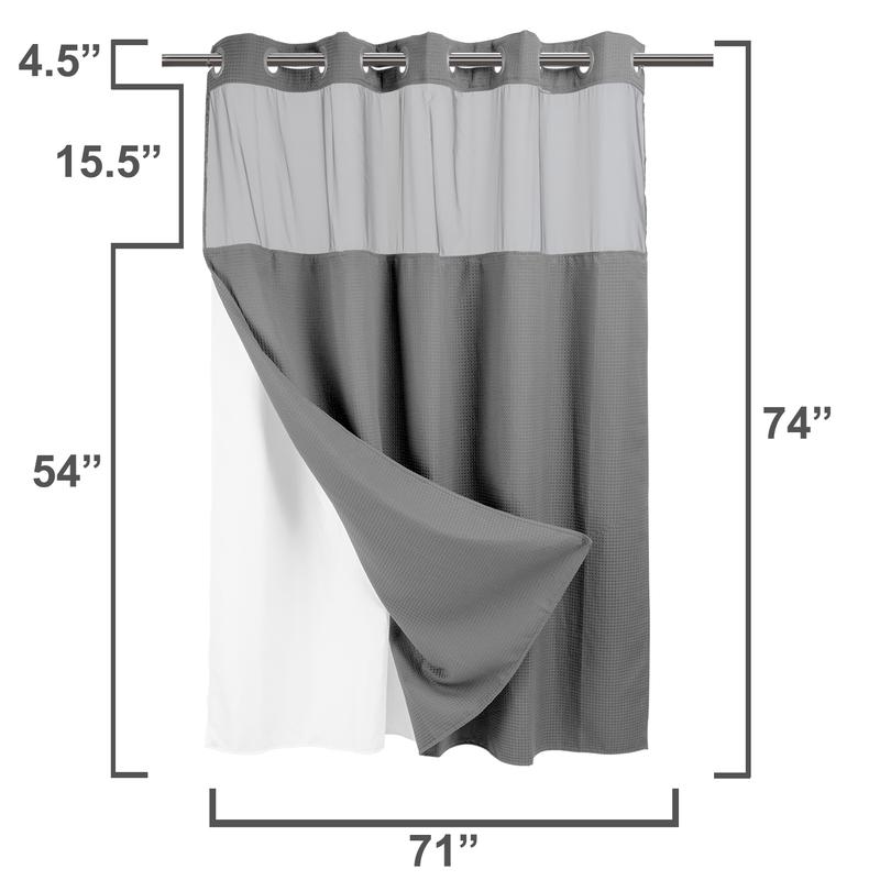 No Hooks Required Waffle Weave Shower Curtain with Snap in Liner - 71W x 74H,Hotel Grade,Spa Like Bath Curtain,Gray,New Year gifts