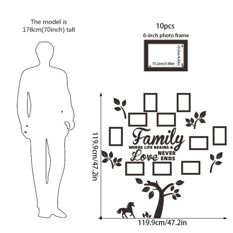 Acrylic Mirror Photo Frame Wall Sticker, 1 Set Family Tree Pattern Self-adhesive Removable Wall Decal, Wall Decor for Home & Office