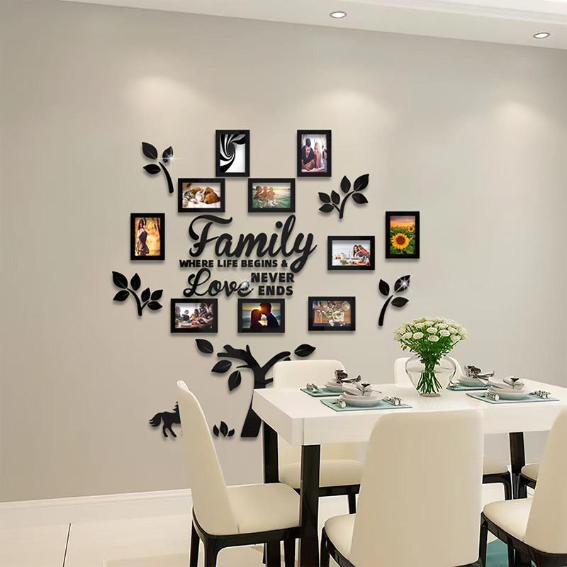 Acrylic Mirror Photo Frame Wall Sticker, 1 Set Family Tree Pattern Self-adhesive Removable Wall Decal, Wall Decor for Home & Office