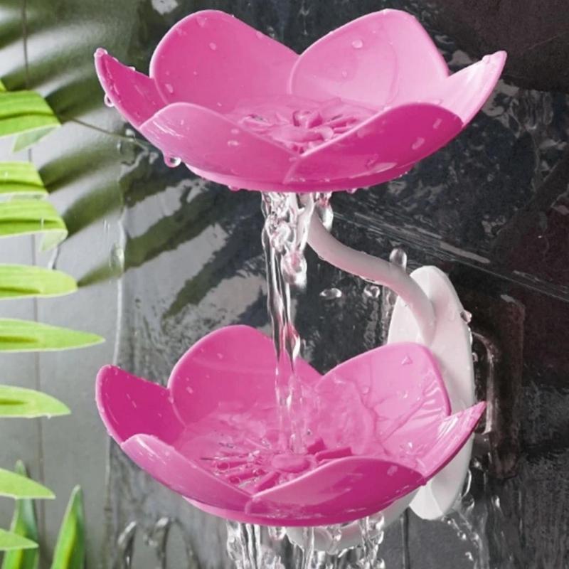 Lotus Shape Soap Organizer Rack, 1 Count 2 Layers Wall Mounted Soap Holder, Drainable Soap Dishes for Home Bathroom