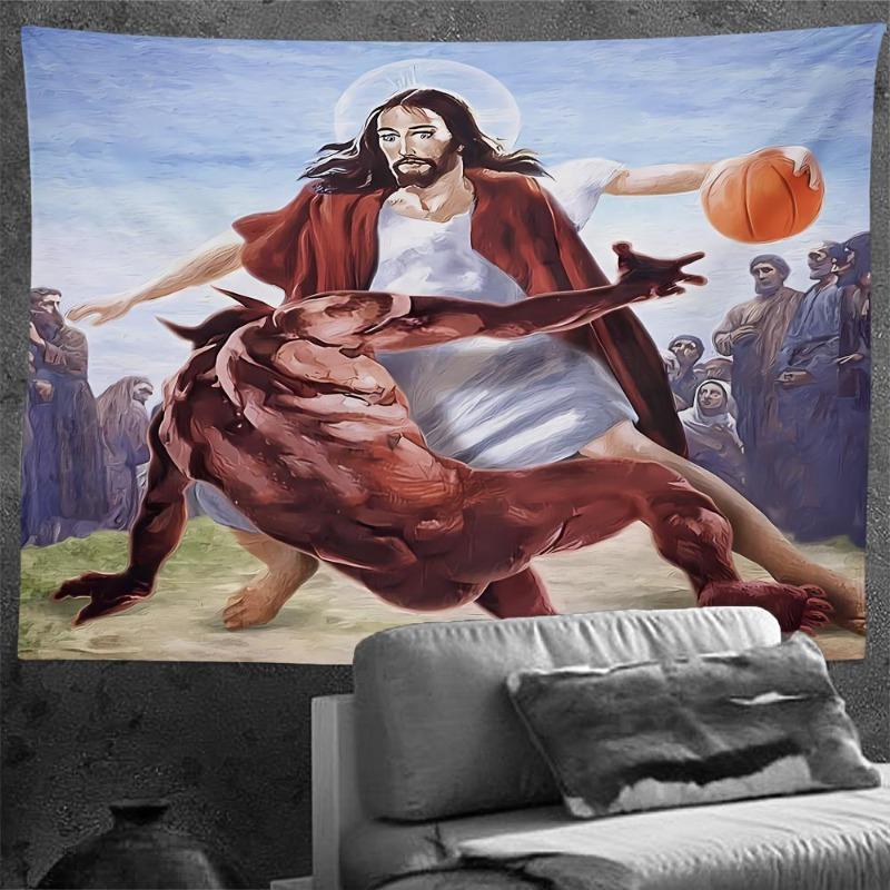 Basketball Tapestry Funny Wall Hanging Polyester Tapestry For Living Room Bedroom Office Home Room Party Decoration