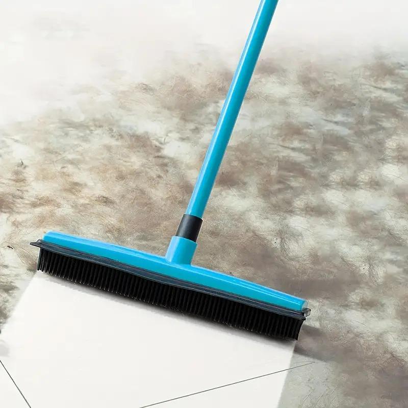 Pet Hair Rubber Broom – Versatile Indoor Cleaning with Carpet Rake & Squeegee Cleaning